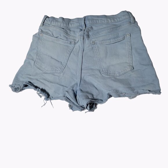 Old Navy A Line High Rise Jean Shorts Womens Size 10 Light Wash Button Fly Denim - Picture 2 of 6